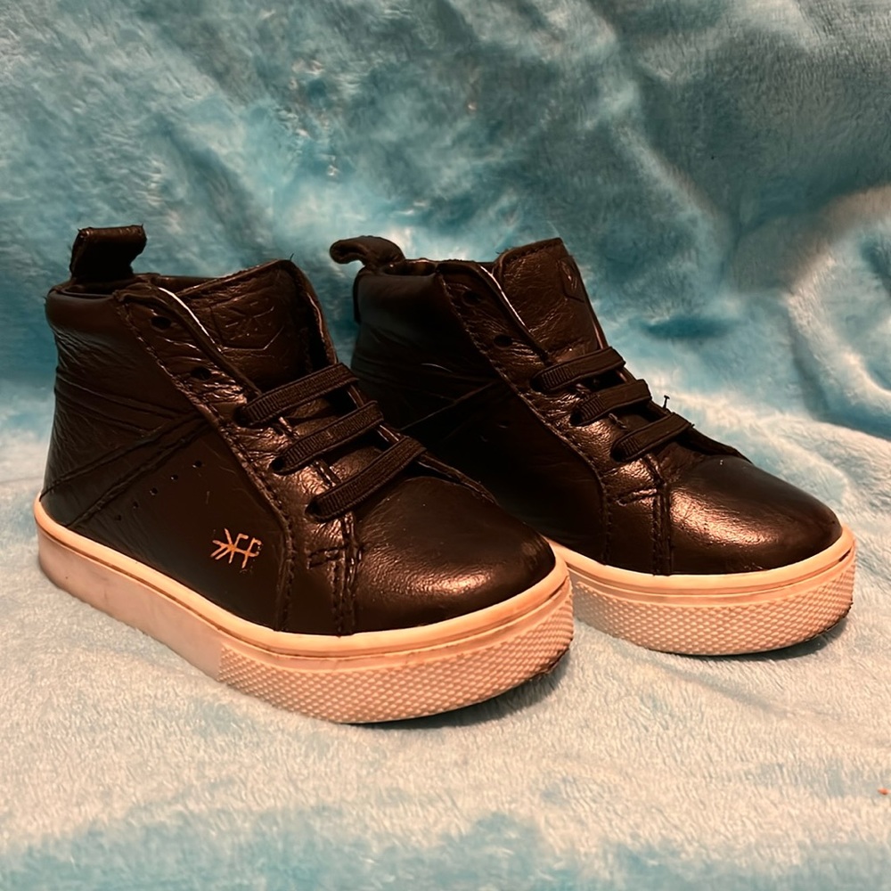 Freshly picked black leather shoes